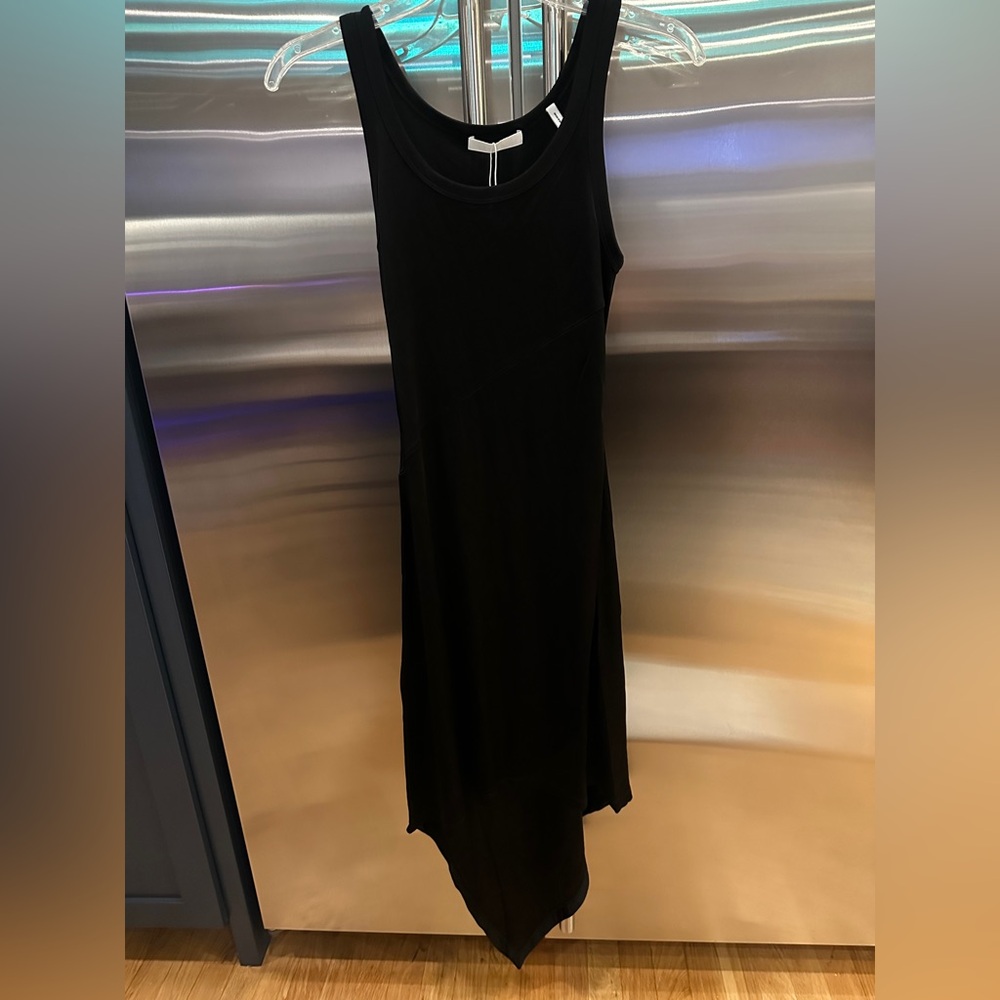 Helmut Lang black Black Asymmetrical JERSEY SCARF HEM TANK DRESS